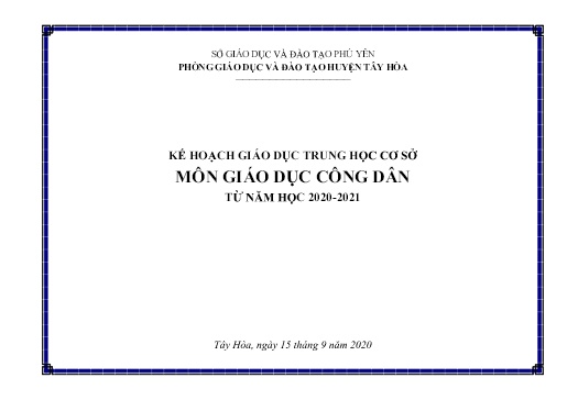 Kế hoạch Giáo dục THCS Môn Giáo Dục Công Dân - Năm học 2020-2021