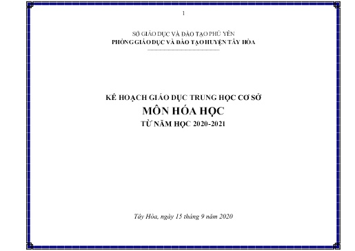 Kế hoạch Giáo dục THCS Môn Hóa Học - Năm học 2020-2021