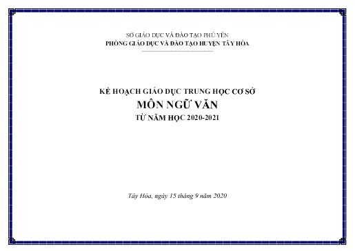 Kế hoạch Giáo dục THCS Môn Ngữ Văn - Năm học 2020-2021