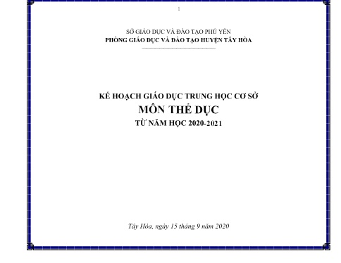 Kế hoạch Giáo dục THCS Môn Thể Dục - Năm học 2020-2021