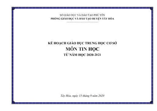 Kế hoạch Giáo dục THCS Môn Tin Học - Năm học 2020-2021
