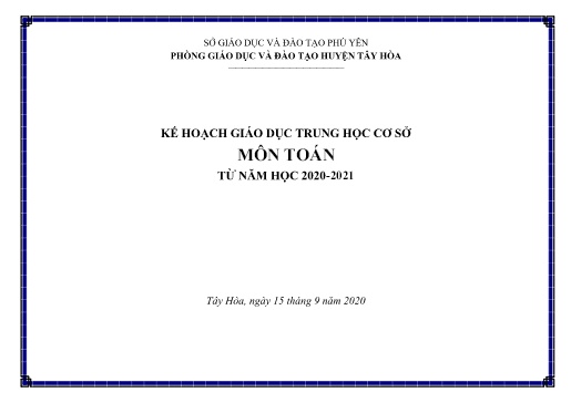 Kế hoạch Giáo dục THCS Môn Toán - Năm học 2020-2021