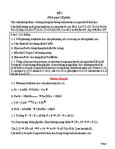 10 Đề thi ôn luyện vào lớp 10 chuyên Hóa Học (Có hướng dẫn giải)