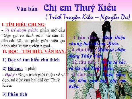 Bài giảng Môn Ngữ Văn Lớp 9 - Văn bản: Chị em Thúy Kiều (Trích Truyện Kiều - Nguyễn Du)