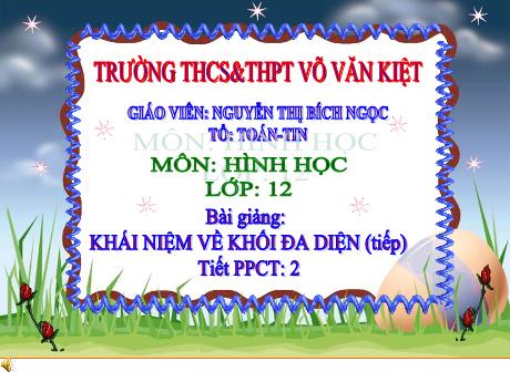 Bài giảng Môn Toán Lớp 12 - Bài 1: Khái niệm về khối đa diện (Tiếp theo) - Nguyễn Thị Bích Ngọc
