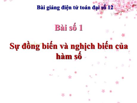 Bài giảng Môn Toán Lớp 12 - Bài 1: Sự đồng biến và nghịch biến của hàm số