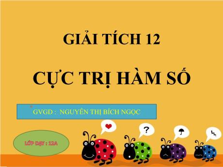 Bài giảng Môn Toán Lớp 12 - Bài 2: Cực trị hàm số - Nguyễn Thị Bích Ngọc