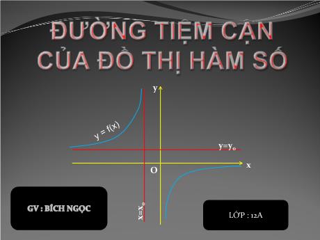 Bài giảng Môn Toán Lớp 12 - Bài 3: Đường tiệm cận của đồ thị hàm số