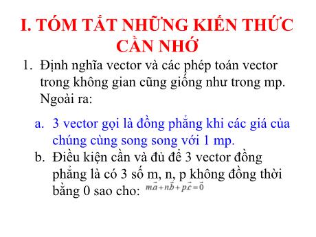 Bài giảng Toán Hình Học Lớp 11 - Ôn tập cuối năm - Đinh Hoài Lưu