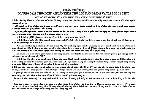Chuẩn kiến thức - Kỹ năng Môn Vật Lí Lớp 11 THPT