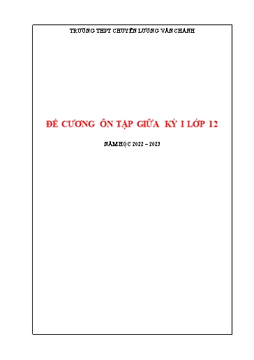 Đề cương Ôn tập Giữa Học kì I Môn Sinh Học Lớp 12 Năm học 2022-2023