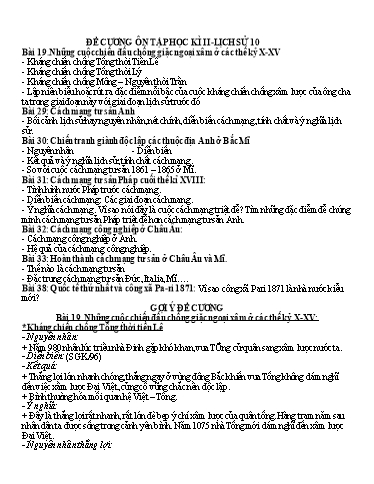 Đề cương Ôn tập Học kì 2 Lịch Sử 10