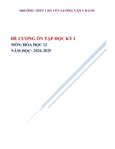 Đề cương Ôn tập Học kì I Môn Hóa Học Lớp 12 Năm học 2024-2025
