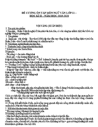 Đề cương Ôn tập Môn Ngữ Văn Lớp 11 Học kì II Năm học 2019-2020