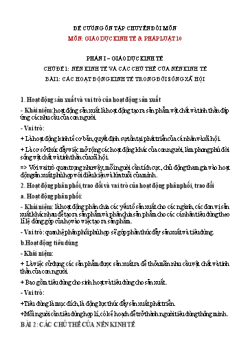 Đề cương Ôn tập thi Chuyển môn Kinh Tế và Pháp Luật 10