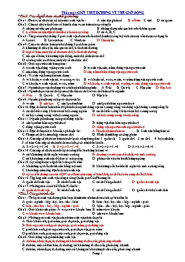 Đề cương Trắc nghiệm Ôn tập Học kì 1 - Môn Sinh học 10 (Kèm đáp án)