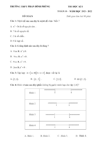 Đề thi Học kì I Môn Toán 10 Năm học 2021-2022 (Có đáp án)