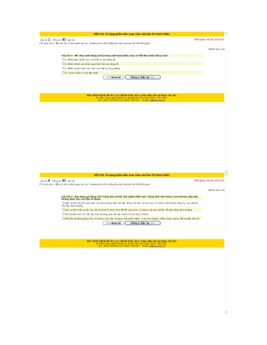 Đề thi Tin học THCS - Đề thi trắc nghiệm: Sử dụng phần mềm soạn thảo văn bản MS Word 2000