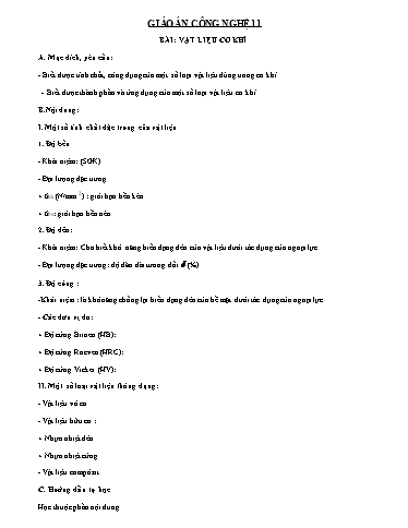 Giáo án Môn Công Nghệ Lớp 11