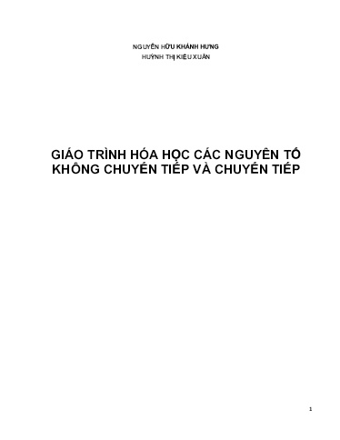 Giáo trình Hóa học các nguyên tố không chuyển tiếp và chuyển tiếp