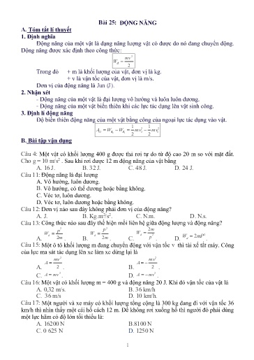 Hướng dẫn dạy học linh hoạt Môn Vật Lí Khối 10 - Bài 25: Động năng