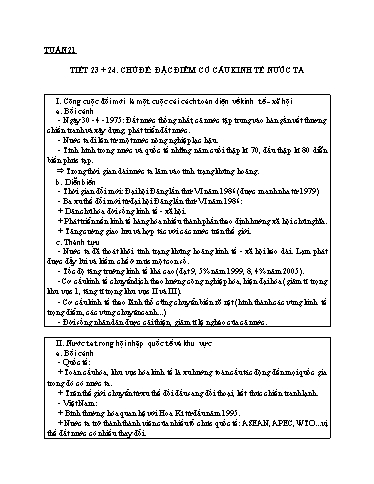 Kế hoạch bài dạy Địa Lí 12 Tuần 21, 22, 23