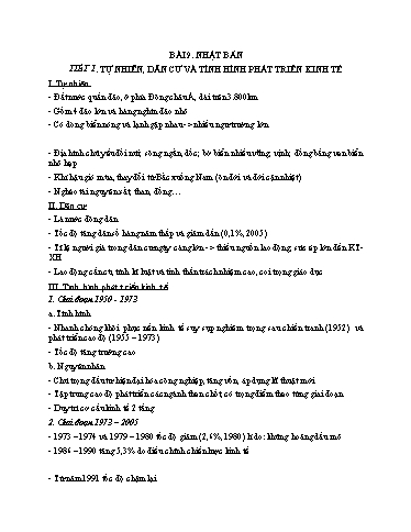 Nội dung bài học Địa Lí 11 - Bài 9, 10: Nhật Bản. Cộng hòa Nhân dân Trung Hoa (Trung Quốc)