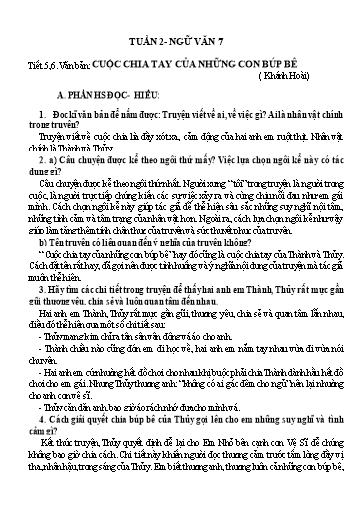 Nội dung Dạy học Linh hoạt Ngữ Văn 7 (Tuần 2)