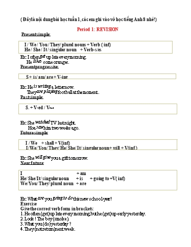 Nội dung Dạy học Linh hoạt Tiếng Anh 8 - Unit 1: My Friends (Tuần 1)