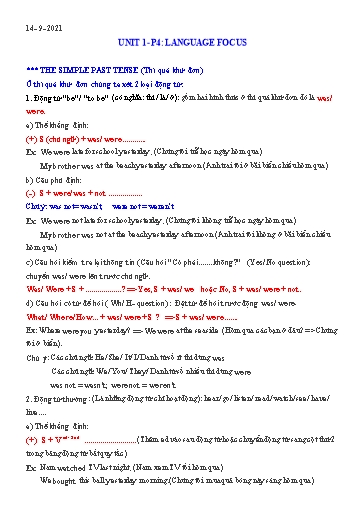 Nội dung Dạy học Linh hoạt Tiếng Anh 9 - Unit 1, Period 4: Language Focus (Tuần 2)