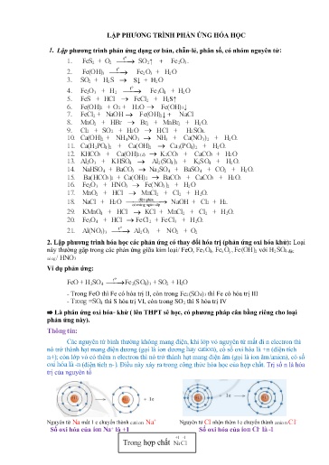 Ôn luyện Hóa học 8 - Chuyên đề 2: Lập phương trình hóa học