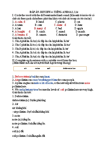 Ôn tập Tiếng Anh 6 - Review 4 (Units 10-11-12) Language (Có đáp án)