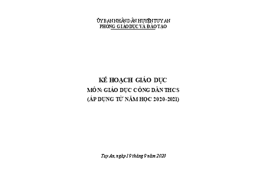 Phân phối Chương trình Môn Giáo Dục Công Dân THCS Năm học 2020-2021
