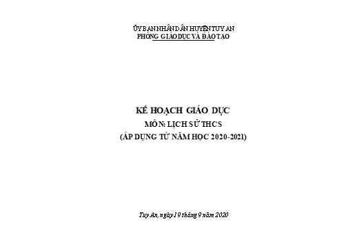 Phân phối Chương trình Môn Lịch Sử THCS Năm học 2020-2021