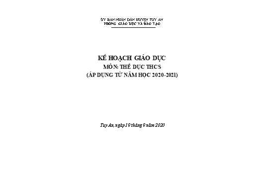 Phân phối Chương trình Môn Thể Dục THCS Năm học 2020-2021