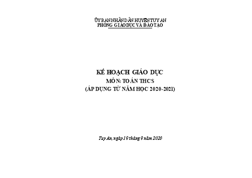 Phân phối Chương trình Môn Toán THCS Năm học 2020-2021