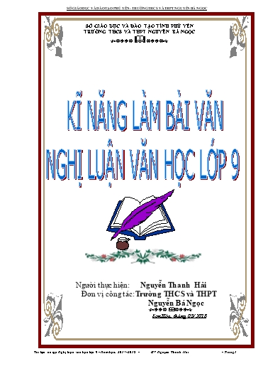 Tài liệu Ôn tập Nghị luận Văn Học Lớp 9 - Nguyễn Thanh Hải - Năm học 2017-2018
