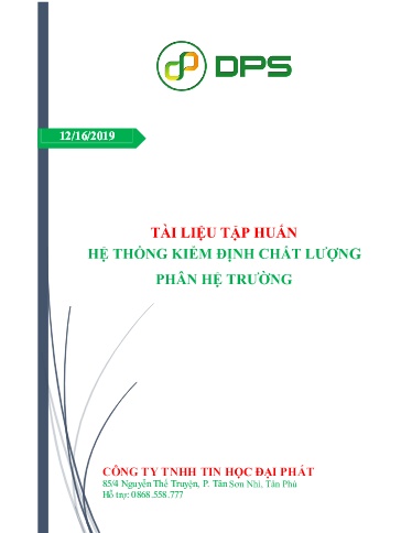Tài liệu Tập huấn Hệ thống Kiểm định Chất lượng Phân hệ trường
