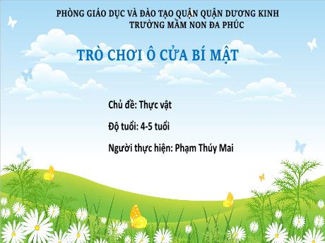 Bài giảng Mầm non Lớp Chồi - Trò chơi: Ô cửa bí mật - Phạm Thúy Mai