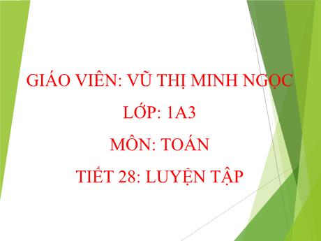 Bài giảng Toán 1 - Tiết 28: Luyện tập - Vũ Thị Minh Ngọc