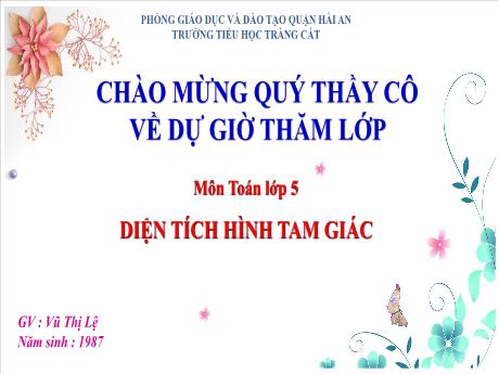 Bài giảng Toán 5 - Diện tích hình tam giác - Vũ Thị Lệ