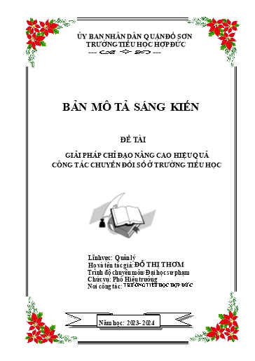 Đơn công nhận Sáng kiến Giải pháp chỉ đạo nâng cao hiệu quả công tác chuyển đổi số ở Trường Tiểu học