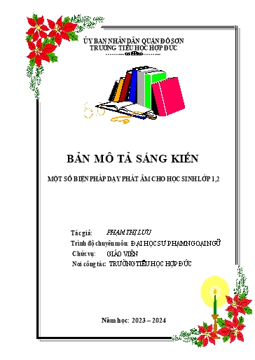Đơn công nhận Sáng kiến Một số biện pháp dạy phát âm Tiếng Anh cho học sinh Lớp 1, 2