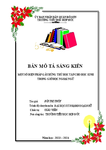 Đơn công nhận Sáng kiến Một số biện pháp gây hứng thú học tập cho học sinh trong giờ học ngoại ngữ