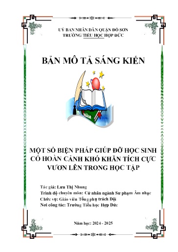 Đơn công nhận Sáng kiến Một số biện pháp giúp đỡ học sinh có hoàn cảnh khó khăn tích cực vươn lên trong học tập