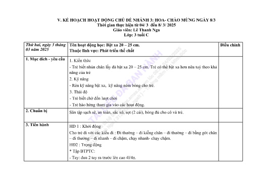 Giáo án Mầm non Lớp Mầm - Hoa - Chào mừng ngày 8/3 - Năm học 2024-2025 - Lê Thanh Nga