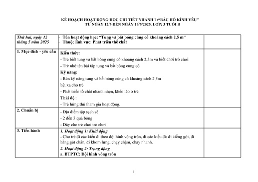 Giáo án Mầm non Lớp Mầm - Nhánh 1: Bác Hồ kính yêu - Năm học 2024-2025