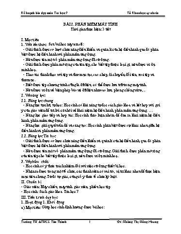 Giáo án Tin học 7 - Hệ điều hành và phần mềm ứng dụng - Hoàng Thị Hồng Nhung