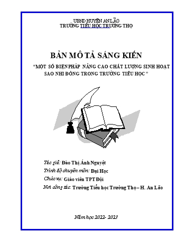 Mô tả sáng kiến Một số biện pháp nâng cao chất lượng sinh hoạt sao nhi đồng trong trường Tiểu học