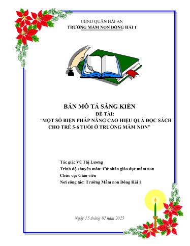 Mô tả sáng kiến Một số biện pháp nâng cao hiệu quả đọc sách cho trẻ 5-6 tuổi trong Trường Mầm non